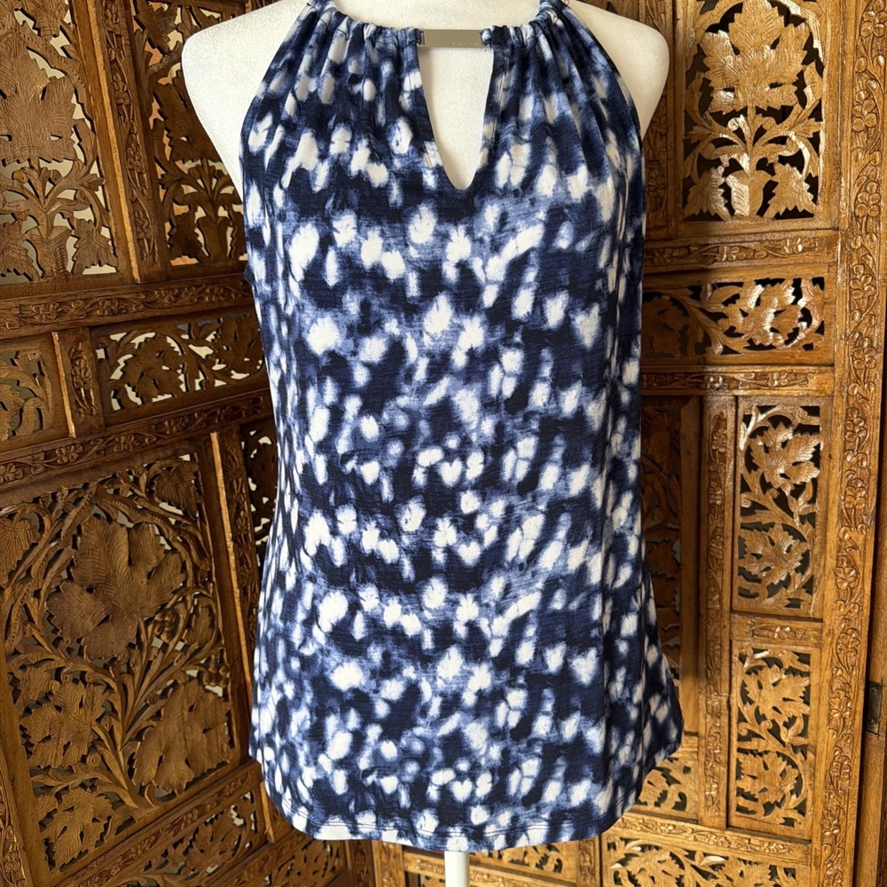 Michael Kors Sleeveless Blouse Top Shirt Women's Size Small White/Blue